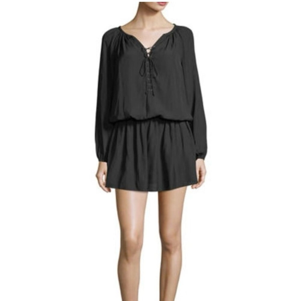 Ramy Brook Dress Allie Lace Up Long Sleeve Dress